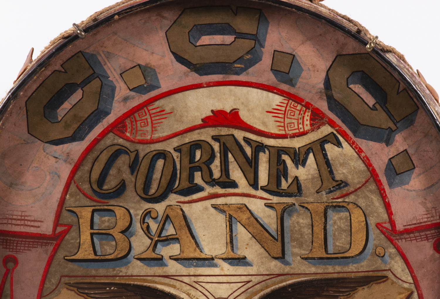 PATRIOTIC, PAINTDECORATED BASE DRUM, WITH EXTRAORDINARY COLOR AND BOLD